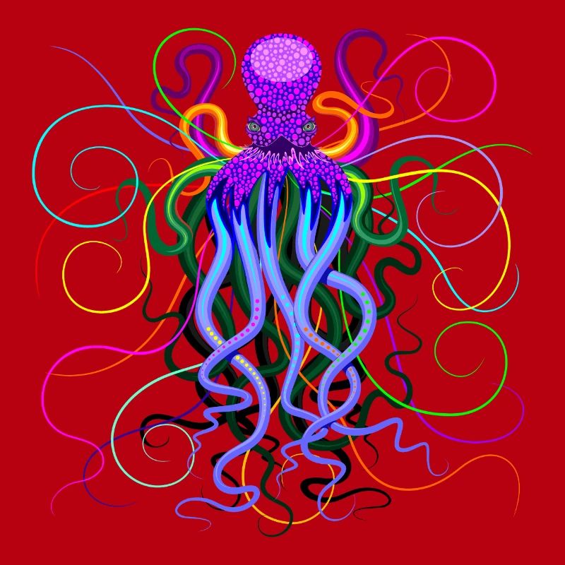 Octopus Trippy Psychedelic Deep Ocean Creature