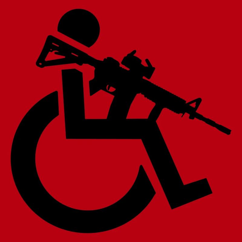 Bewaffneter Rollstuhlfahrer mit Gewehr, Waffe #