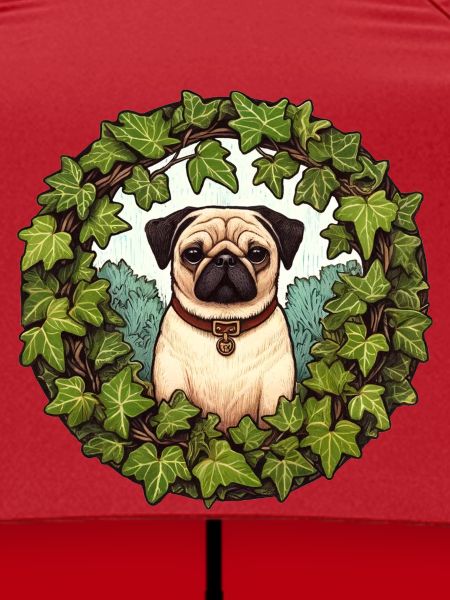 Mops im Efeukranz