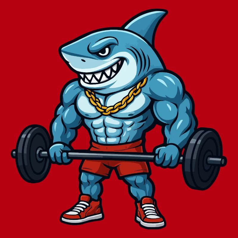 Shark Muscles Comic Bodybuilder