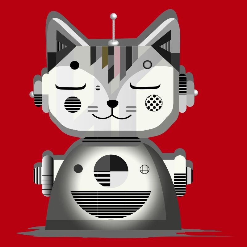 Geometric Robot Cat – Creative Illustration