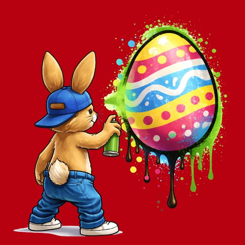Graffiti bunny with Easter egg