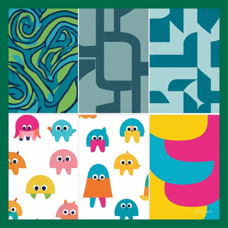Vibrant Abstract and Playful Creature Pattern
