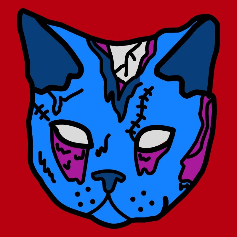 Blue Cat Mask Patchwork