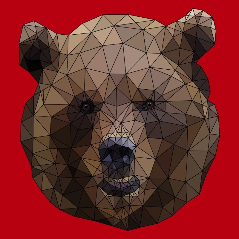 Polygonal Brown Bear Triangular Low Poly Art