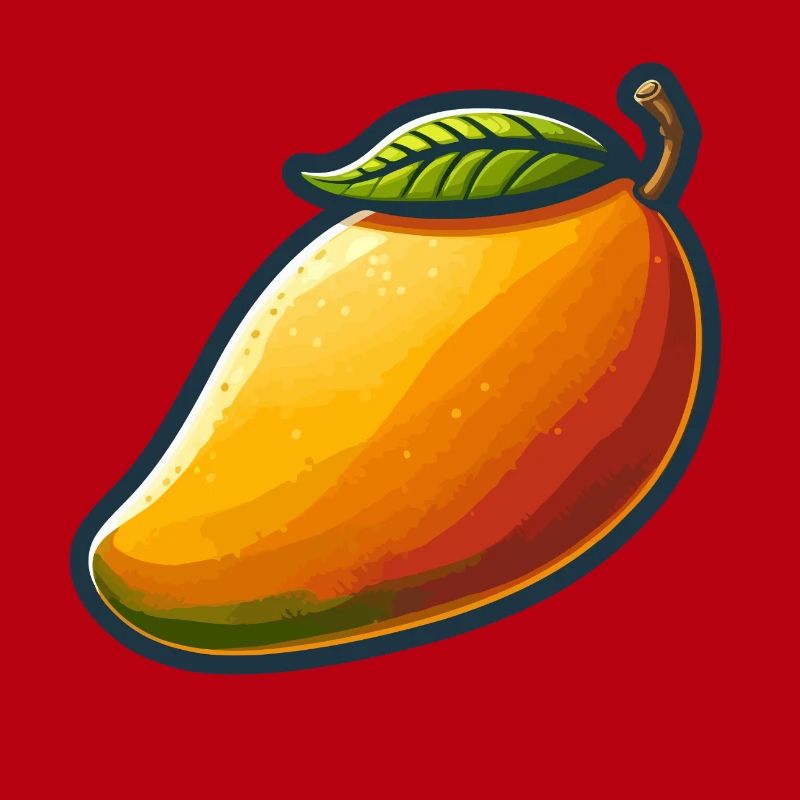 Bunte Mango mit grünem Blatt