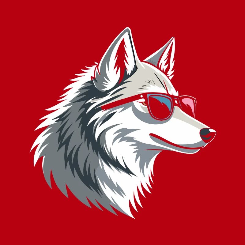Wolf mit Brille im eisigen Stil
