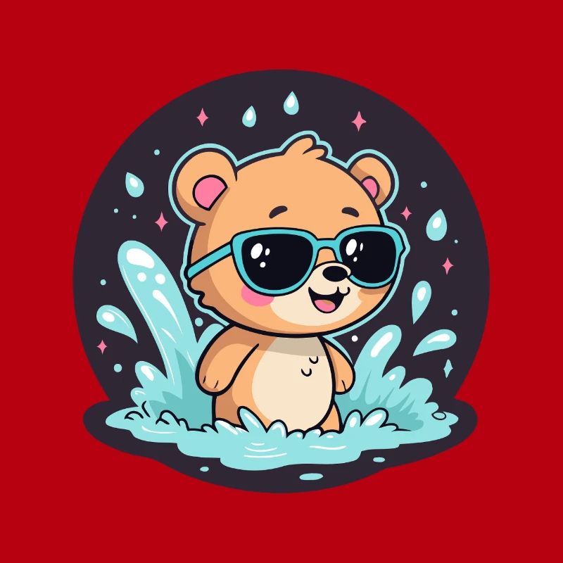 Schicker Surferbär mit blauer Brille