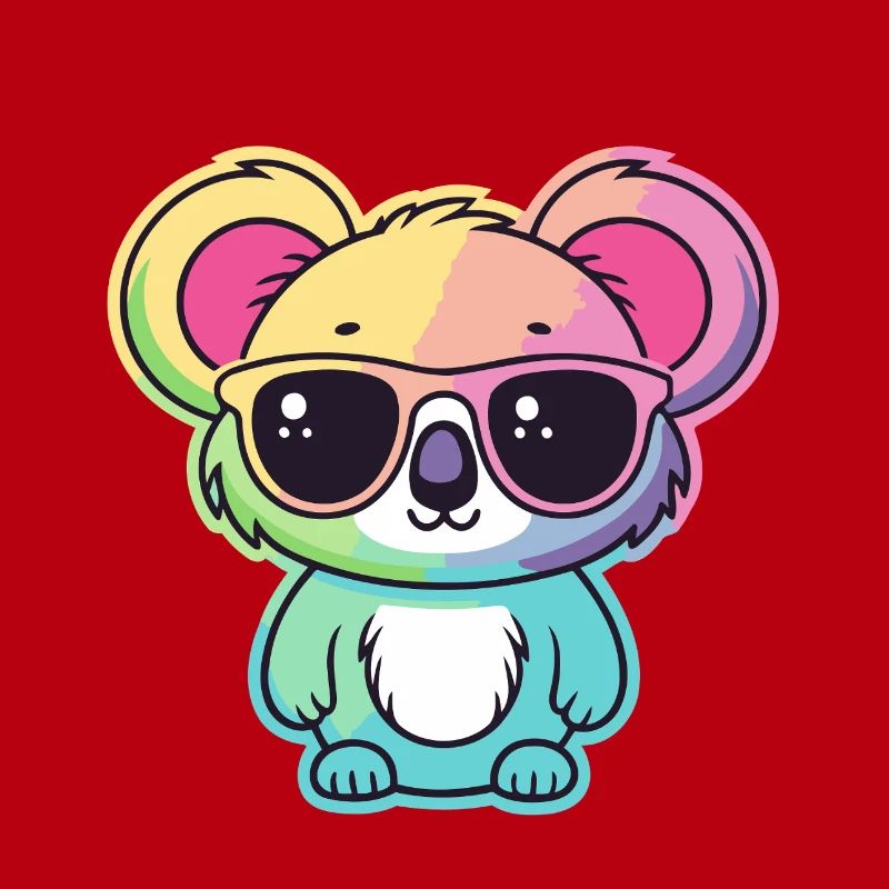 Regenbogen-Neon-Koala mit Brille