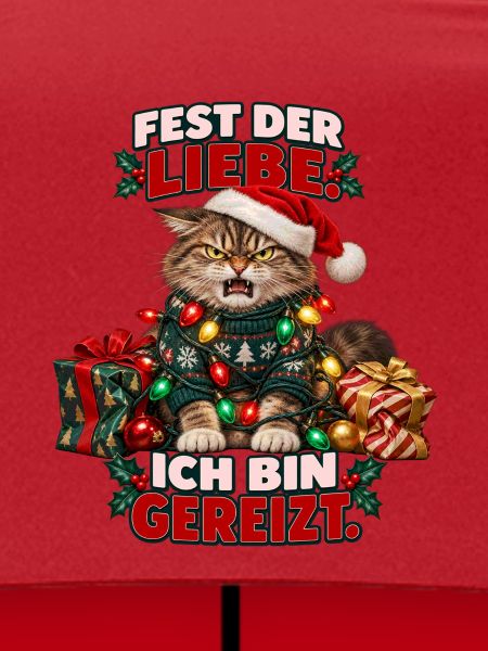 Weihnachtskatze mit Lichterkette