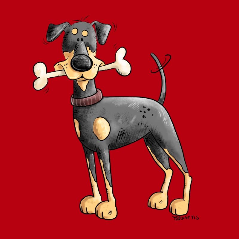 Dobermann Oder Pinscher mit Knochen