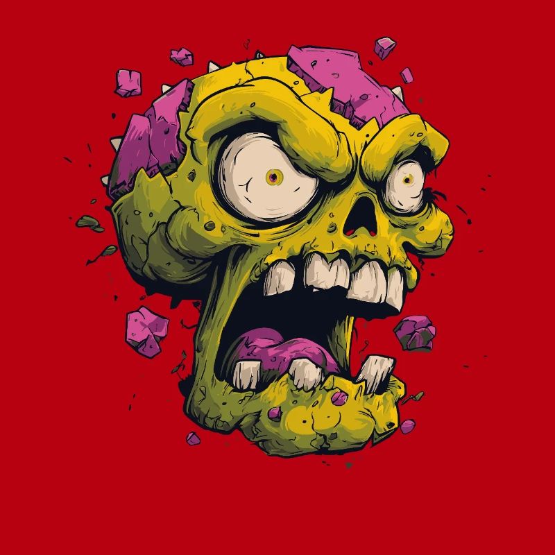 Explodierender Schädel – Comic Horror Motiv