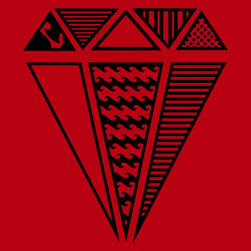 A shape of a diamond with different patterns