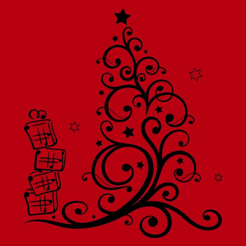 Weihnachtsbaum mit Geschenken und Sternen