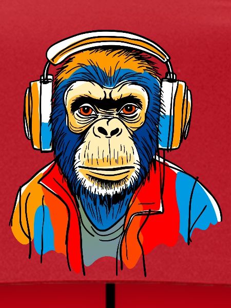 Monkey with headphones