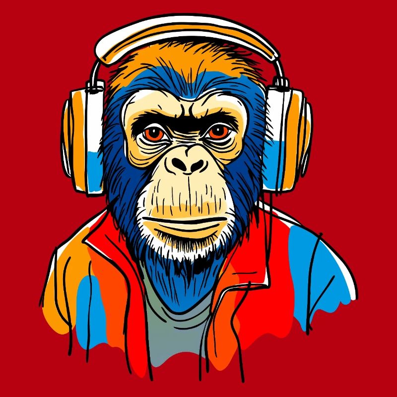 Monkey with headphones