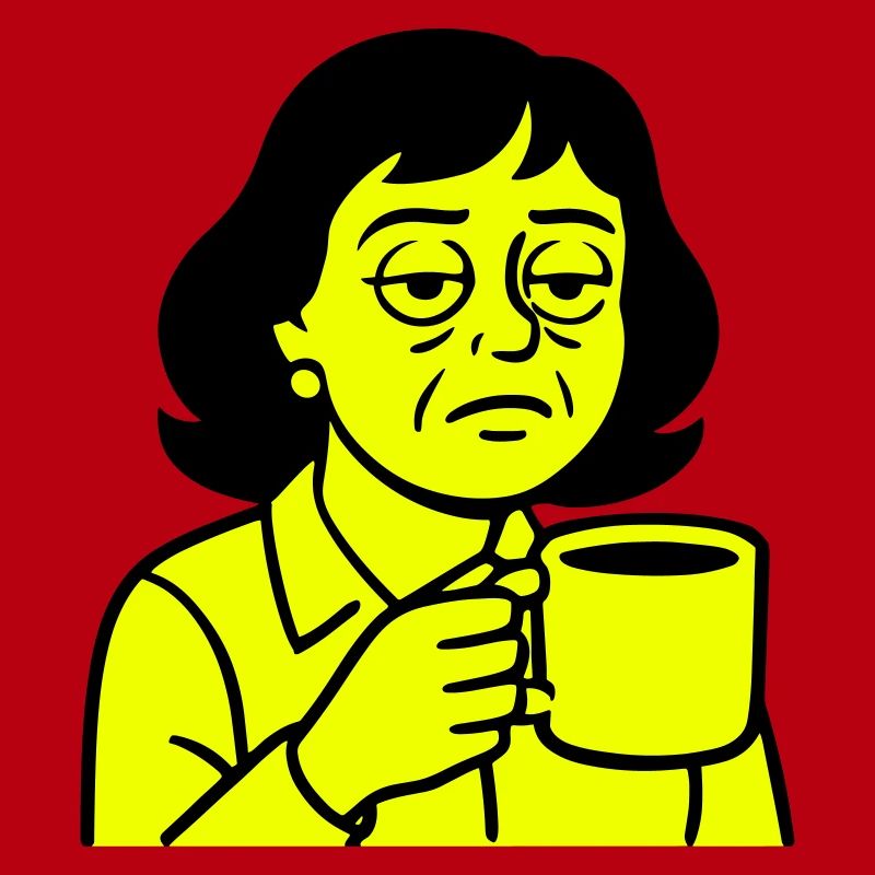 Grumpy coffee lady