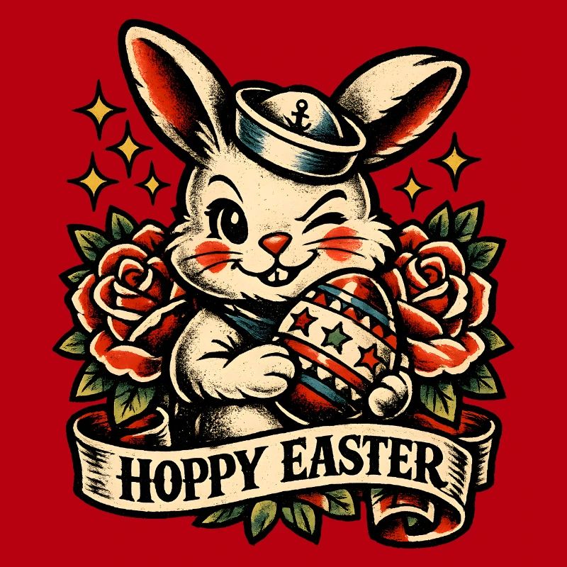 Hoppy Easter Easter Bunny with Easter Egg Vintage