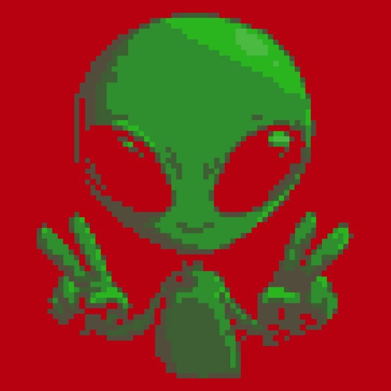 Pixel Alien Friedenszeichen