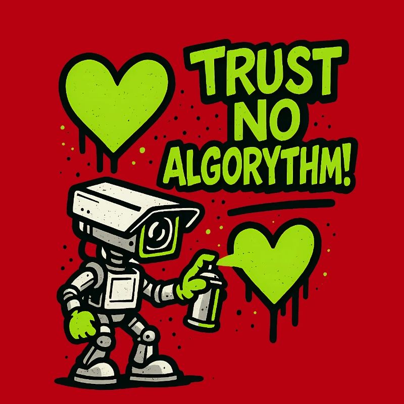 Robot with heart and anti-algorithm message