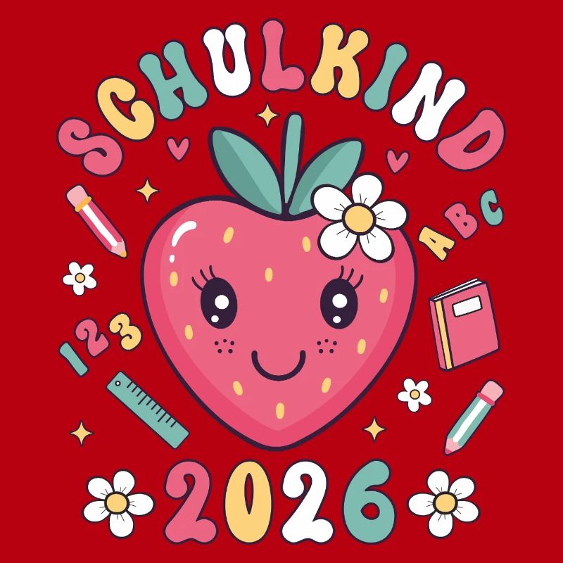 Schulkind 2026 Einschulung Erdbeere Mädchen