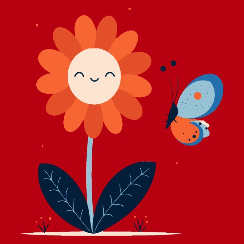Fleur Rieuse avec Papillon