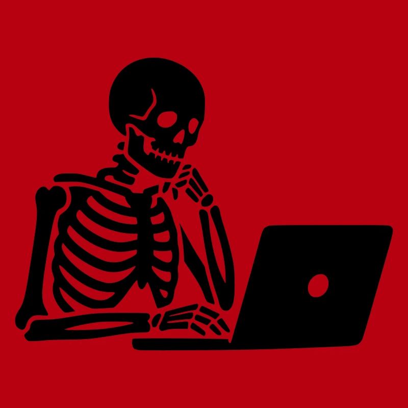 Skeleton on laptop computer