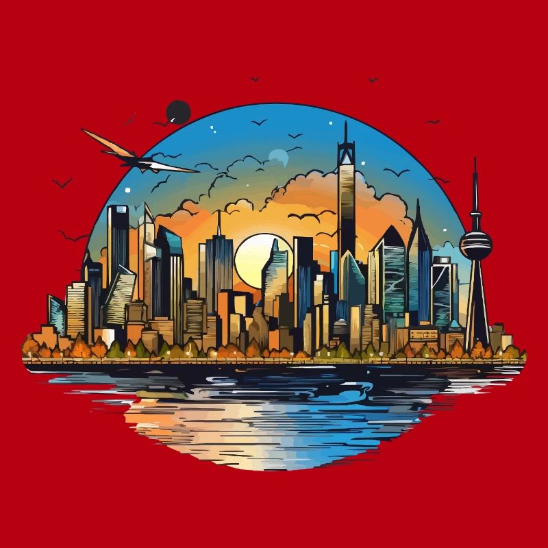Sunset Skyline Reflection