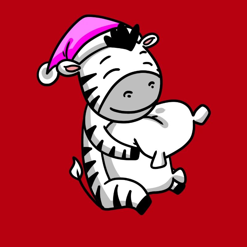 Zebra with pillow and sleeping cap