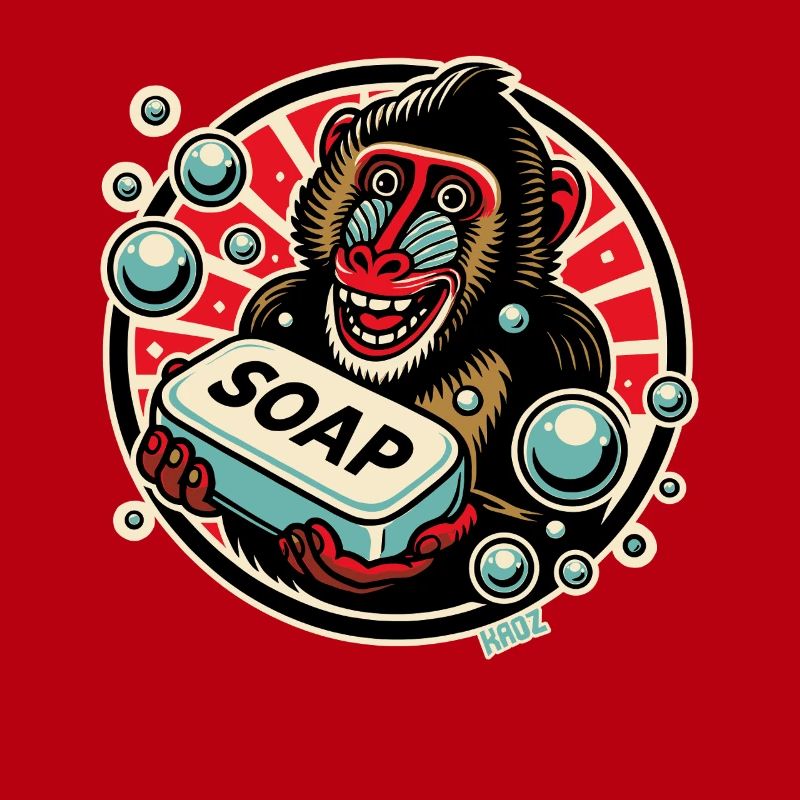 Mandrill Monkey with Soap