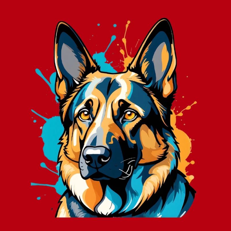 Lebendiger Schäferhund Farbexplosion