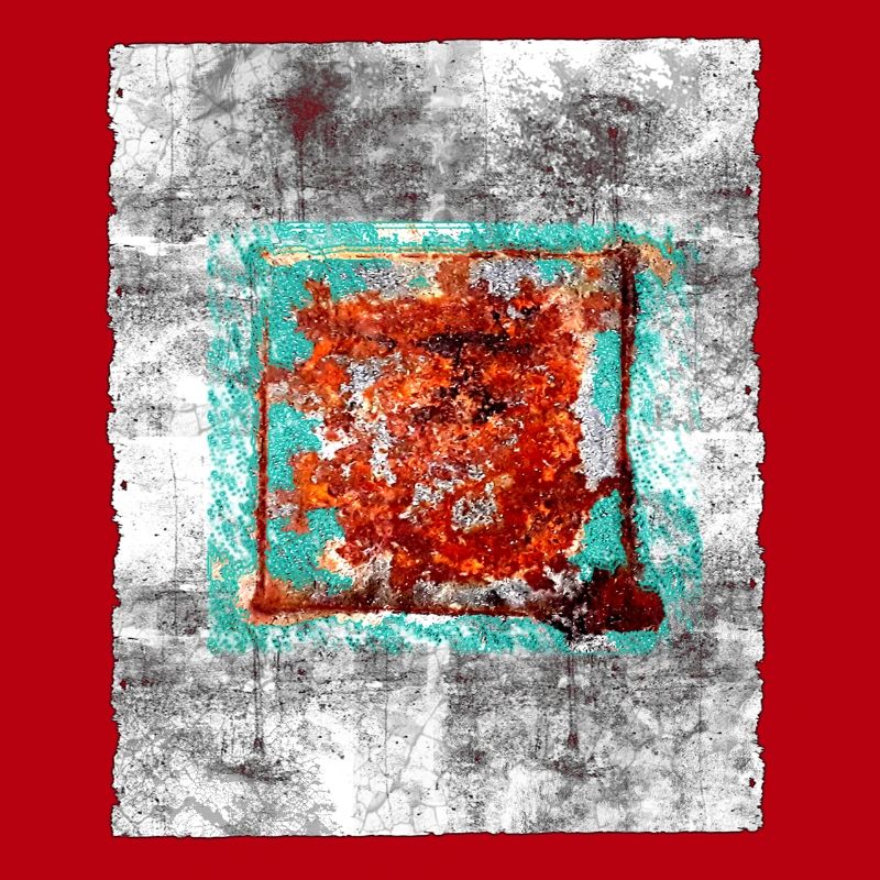 Rust square on grey texture
