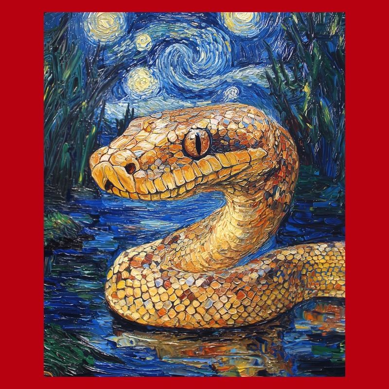Serpent Python Style Van Gogh Nuit étoilée