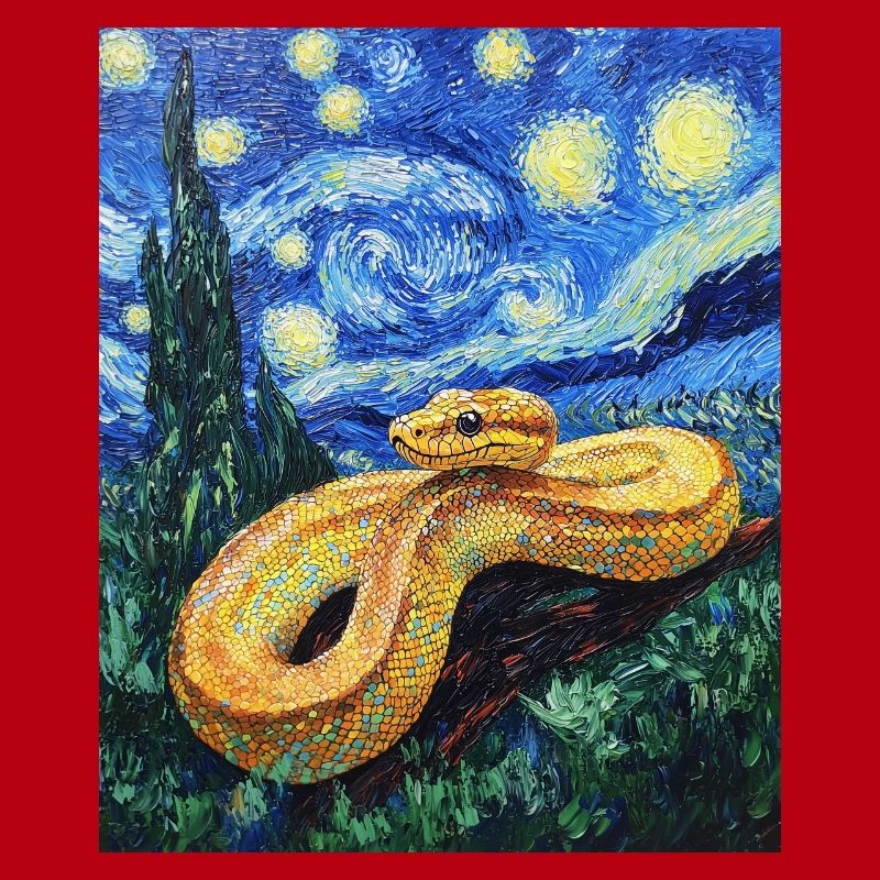 Snake Python Van Gogh Style Starry Night