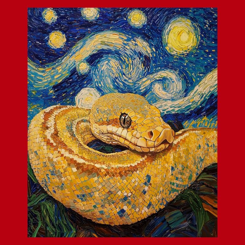 Serpent Python Style Van Gogh Nuit étoilée