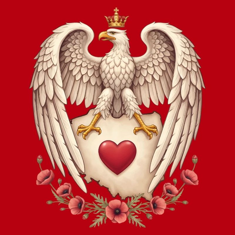 Englischer Adler Herz Mohn Emblem