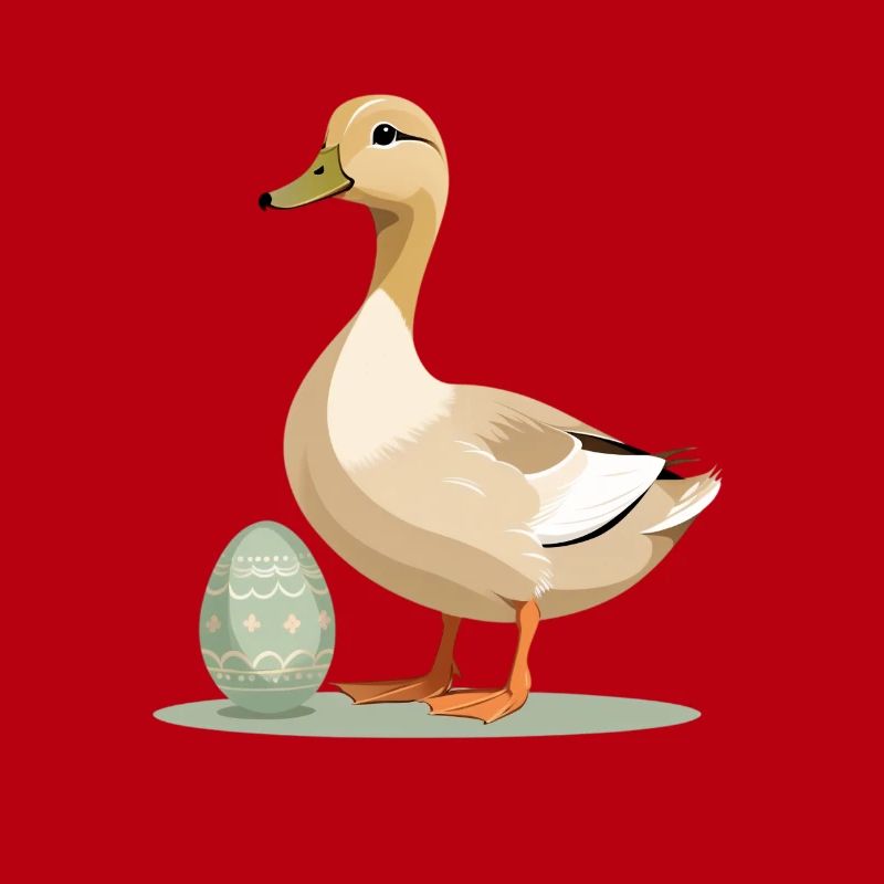Spring duck with Easter egg