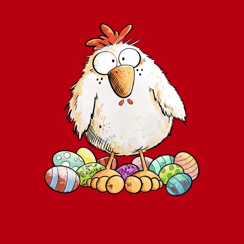 Easter Chicken with Easter Eggs Easter Motif Chickens Fan