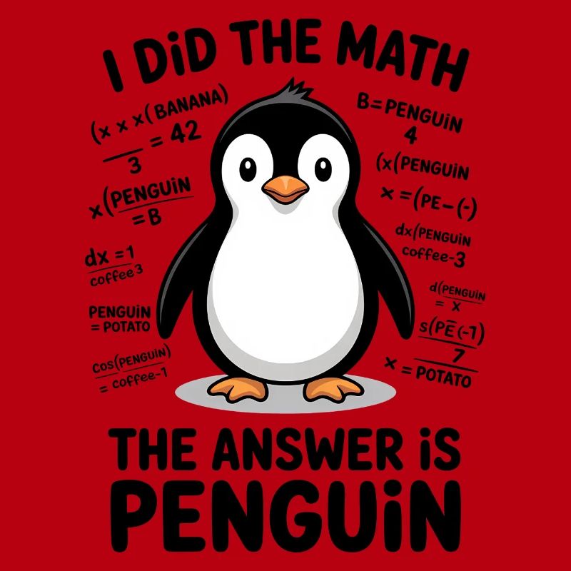 Math Sayings Penguin Funny Math Gift