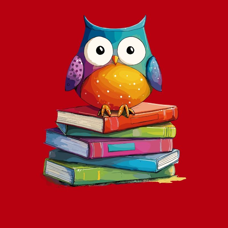 Bücherstapel Eule