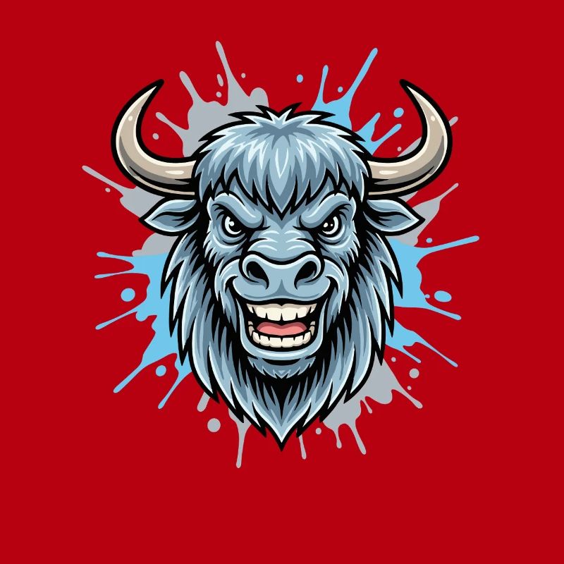 Blauer Bison Kopf Spritzer