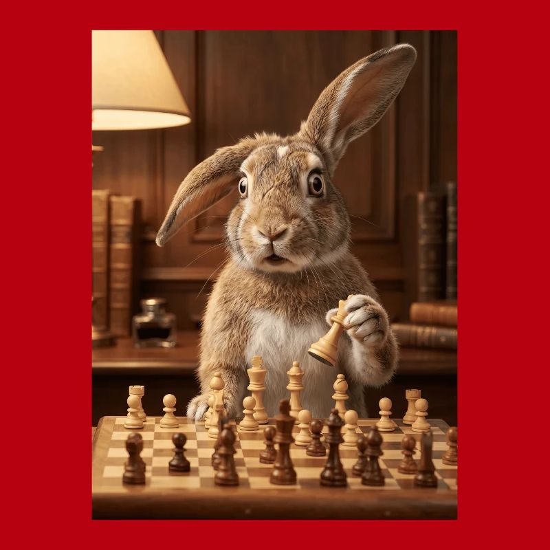 Rabbit playing chess