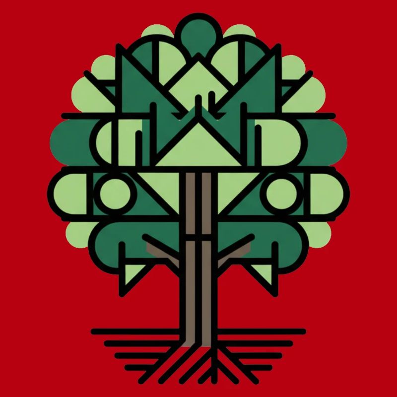 Geometric Tree Pattern Green