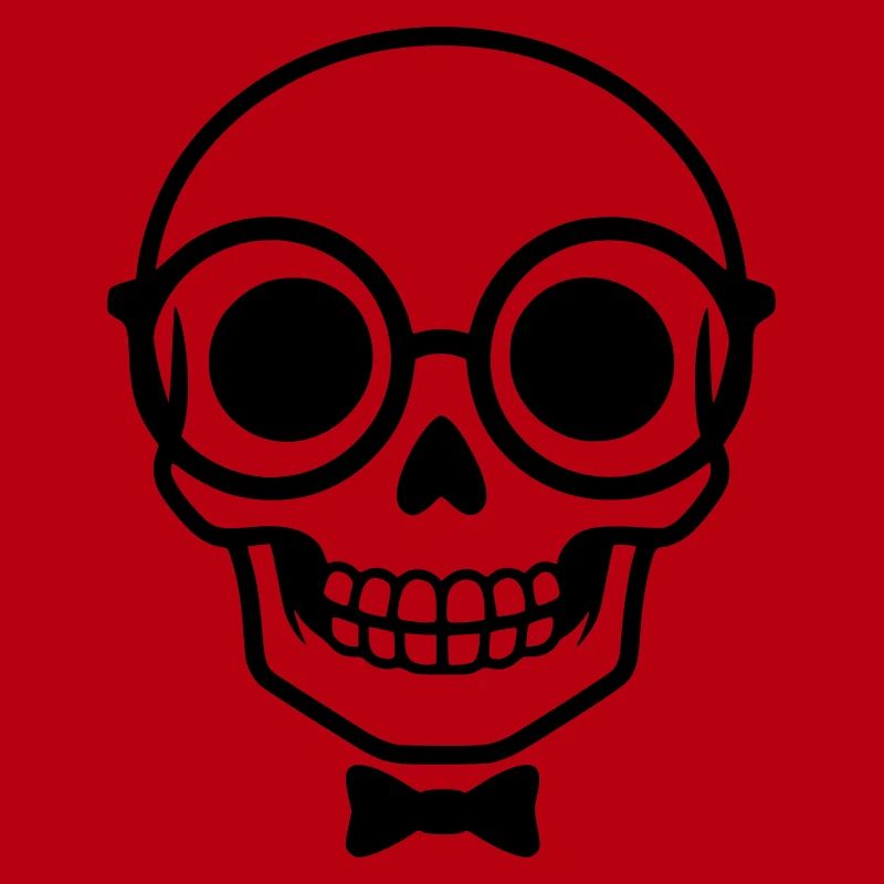 Nerd skull with glasses & bow tie
