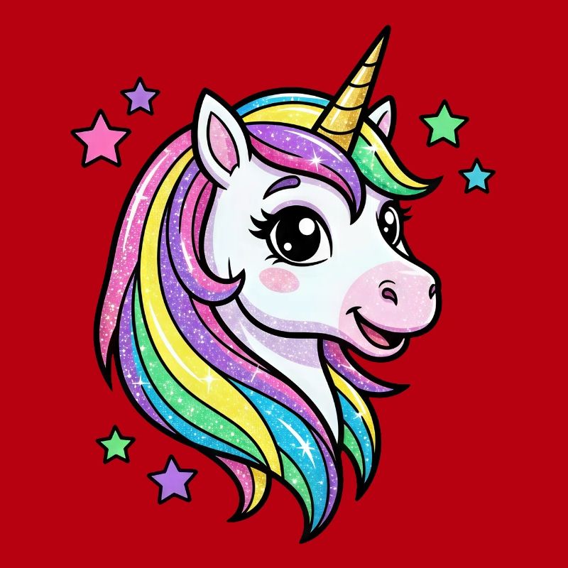 Regenbogen Einhorn Glitzerkopf