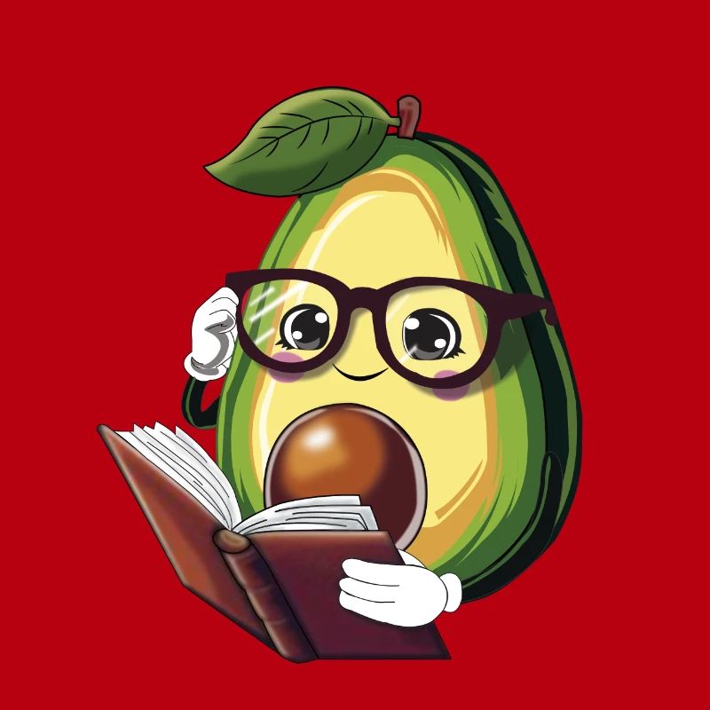 Avocado liest ein Buch – Bücherwurm