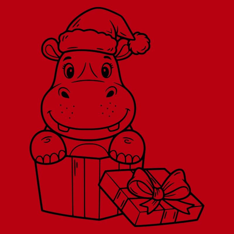 Weihnachts-Nilpferd mit Geschenken