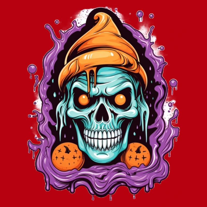 Graffiti Skull with Halloween Elements