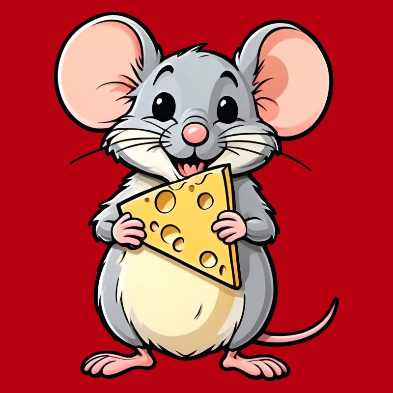 Souris de dessin animé effrontée avec du fromage