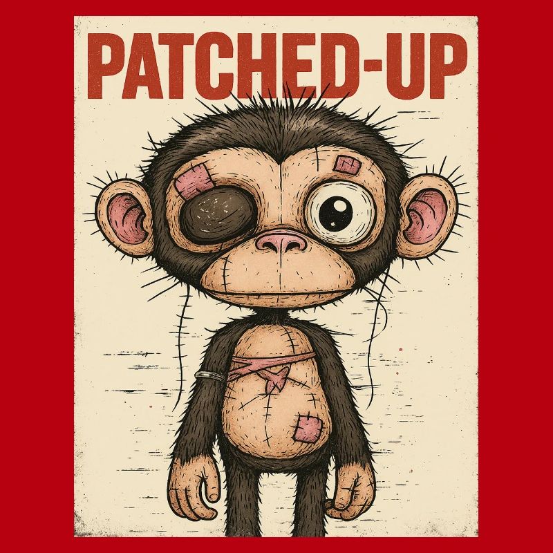 Patchwork Affe: Gepatcht und Tapfer